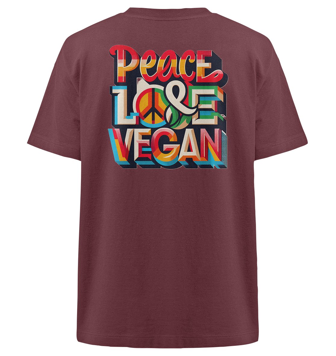 Peace Love Vegan - Heavy Oversized Organic Shirt - BeSustain Clothing