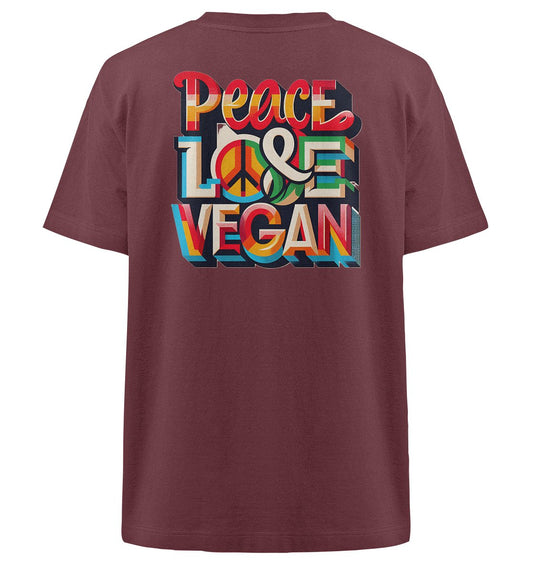 Peace Love Vegan - Heavy Oversized Organic Shirt - BeSustain Clothing