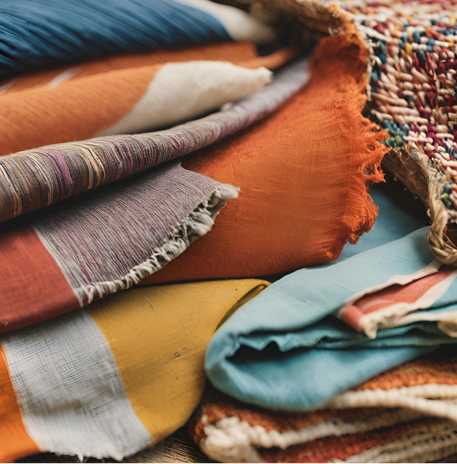 colorful fabrics, blankets